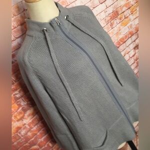 Pure Knits Gray 100% Cotton Front Zip Cardigan Sweater